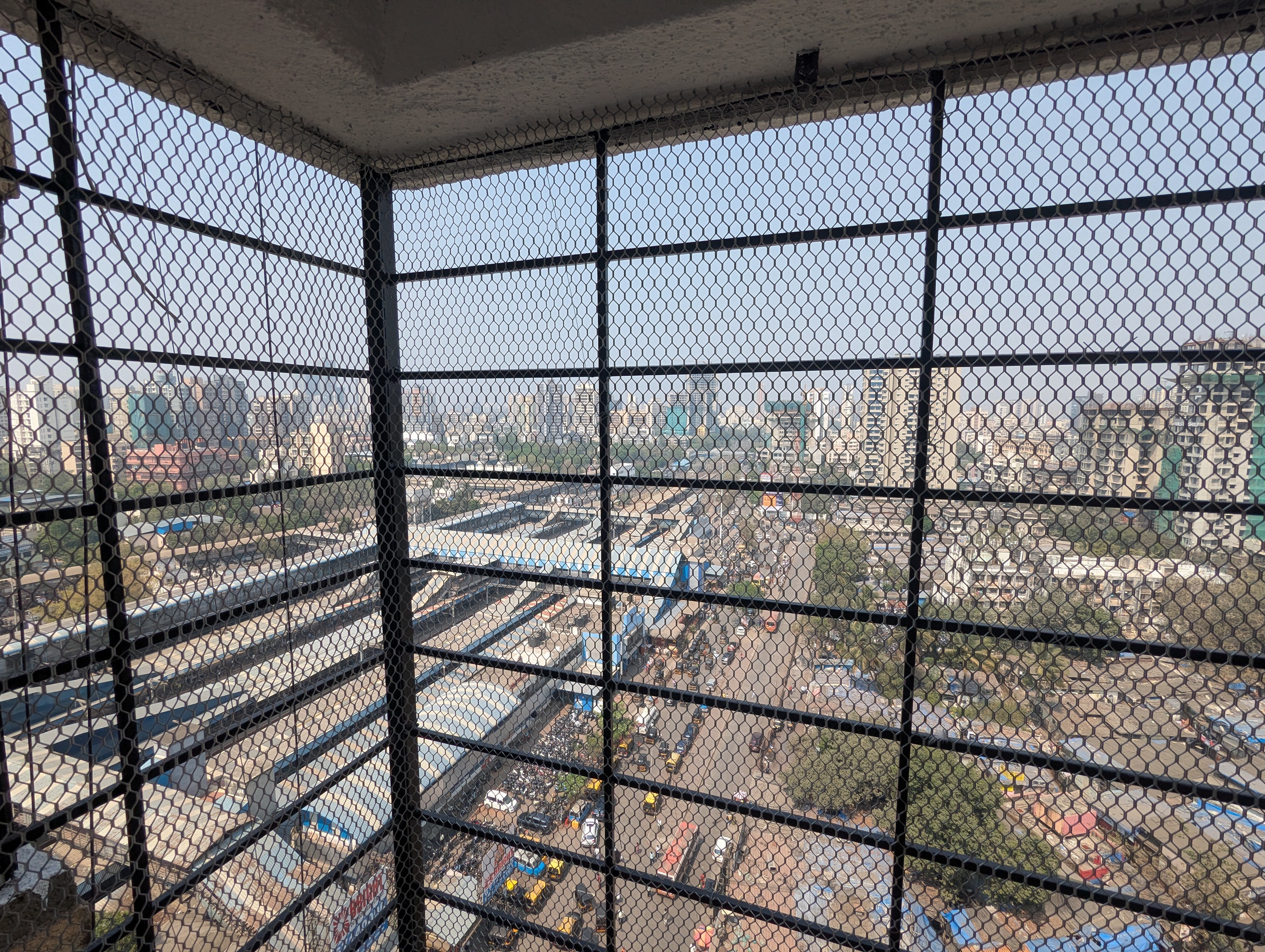 Panoramic city view from SkyWork's 15th floor window
